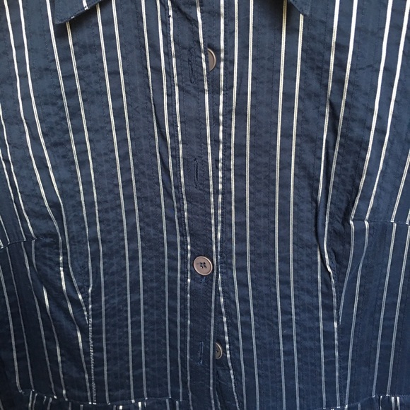 Country club look dark blue dress in stripes - Picture 2 of 5